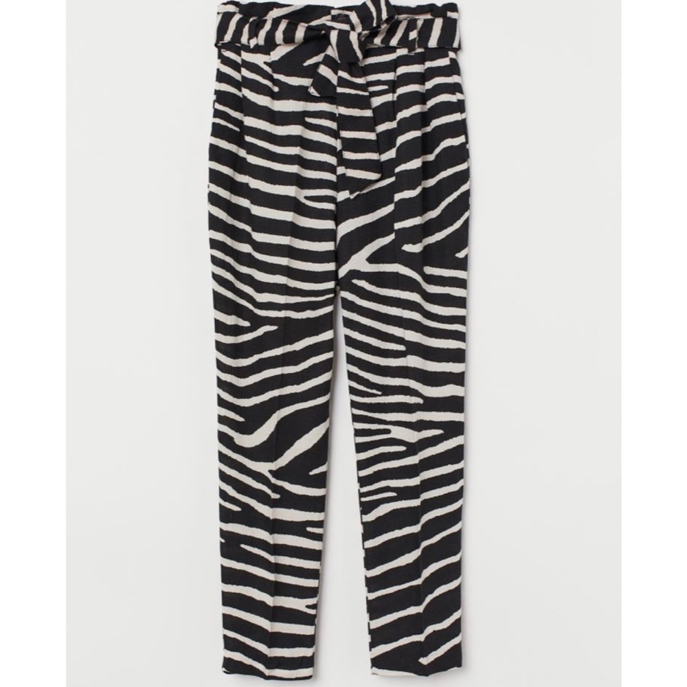 H&M Linen Zebra Paper- Bag Pants